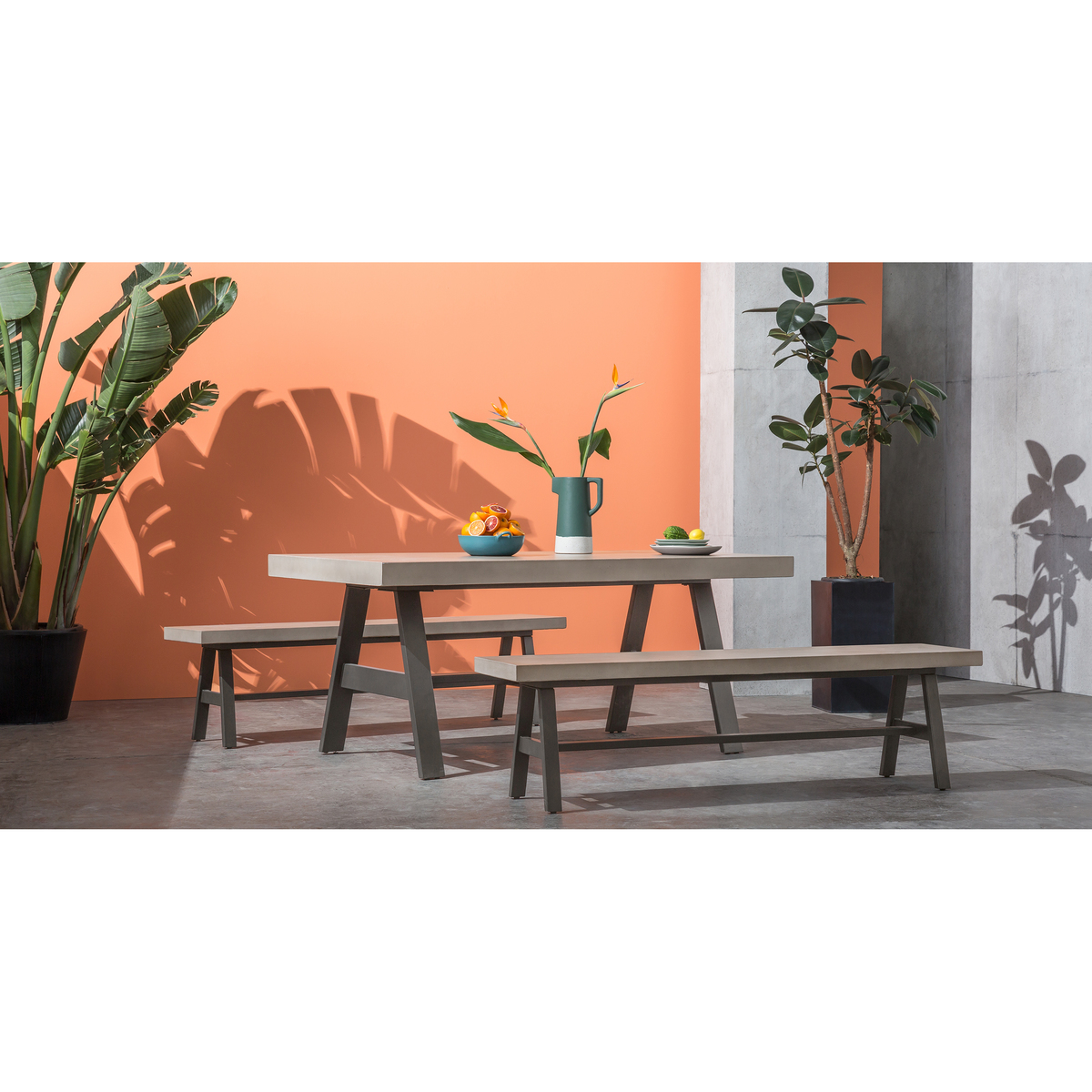 Edson Large Dining Table, Cement and Metal – image 2
