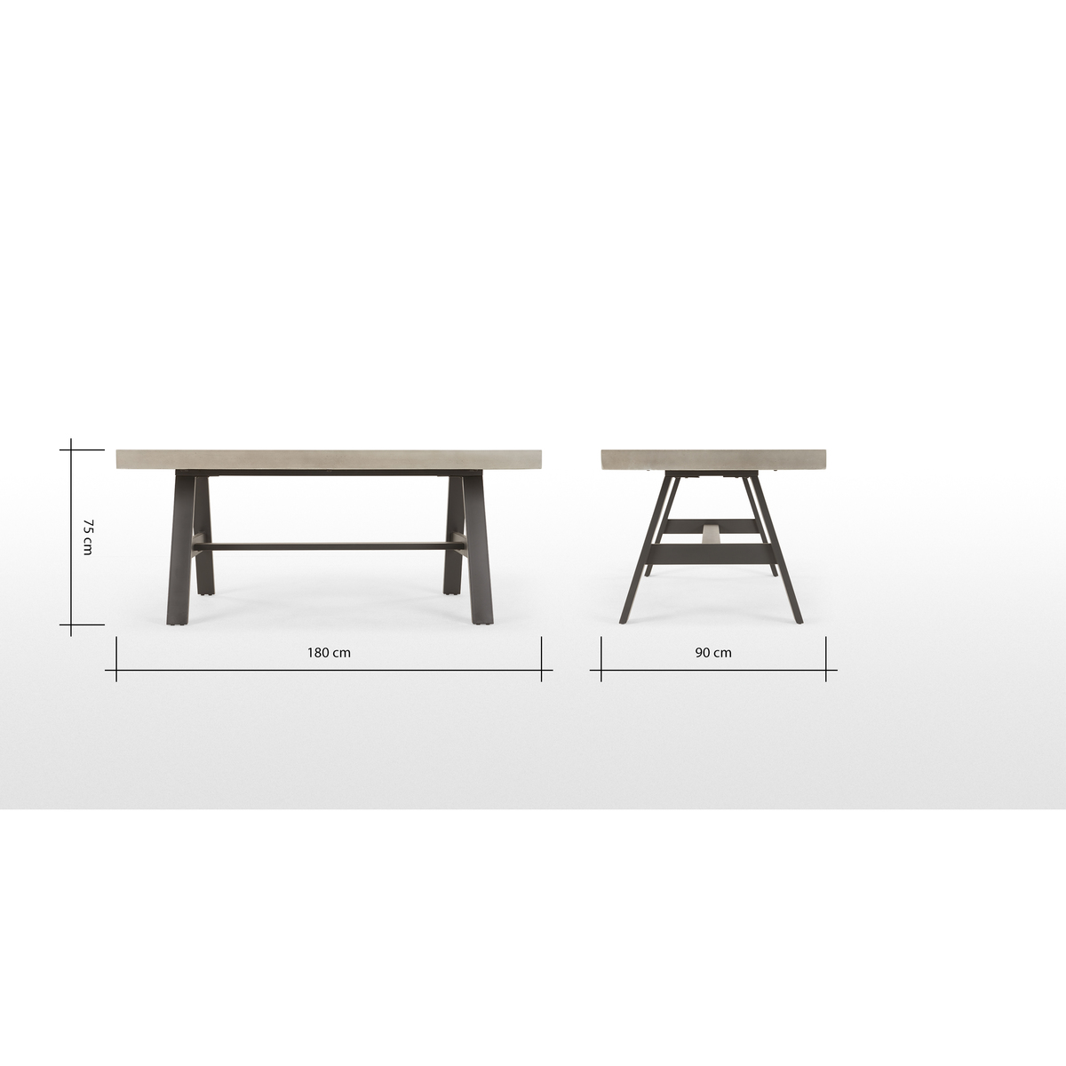 Edson Large Dining Table, Cement and Metal – image 7