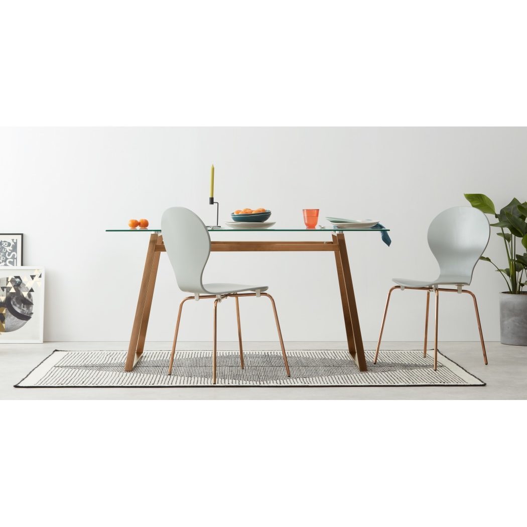 Haku Rectangular Dining Table, Copper and Glass – image 2