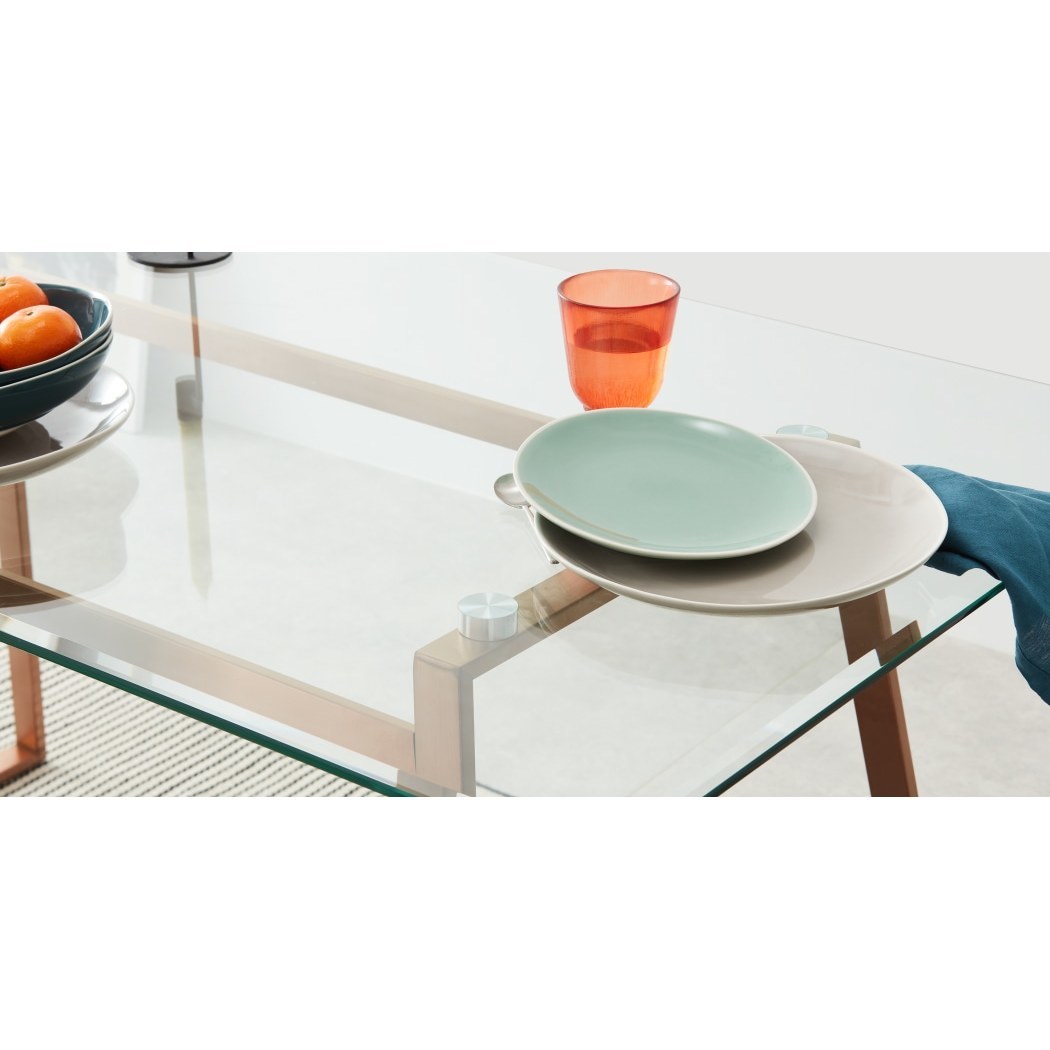 Haku Rectangular Dining Table, Copper and Glass – image 3