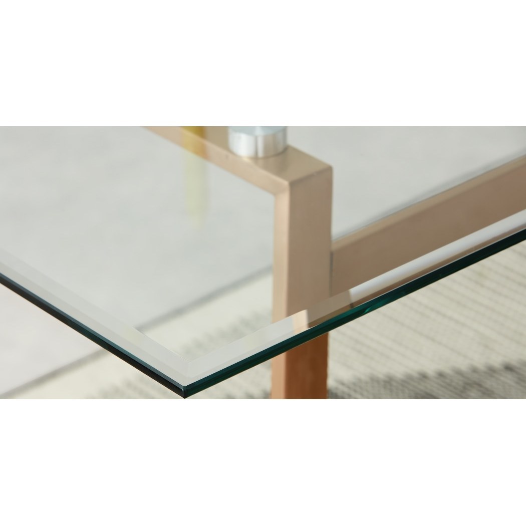 Haku Rectangular Dining Table, Copper and Glass – image 4
