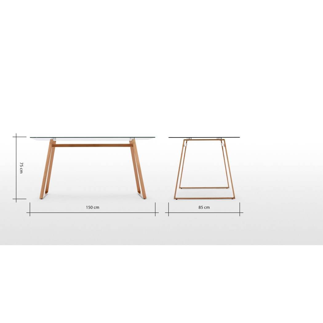 Haku Rectangular Dining Table, Copper and Glass – image 6