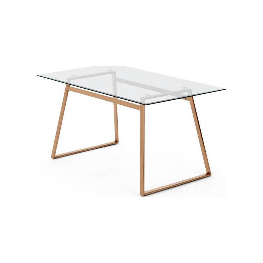 Haku Rectangular Dining Table, Copper and Glass – image 1