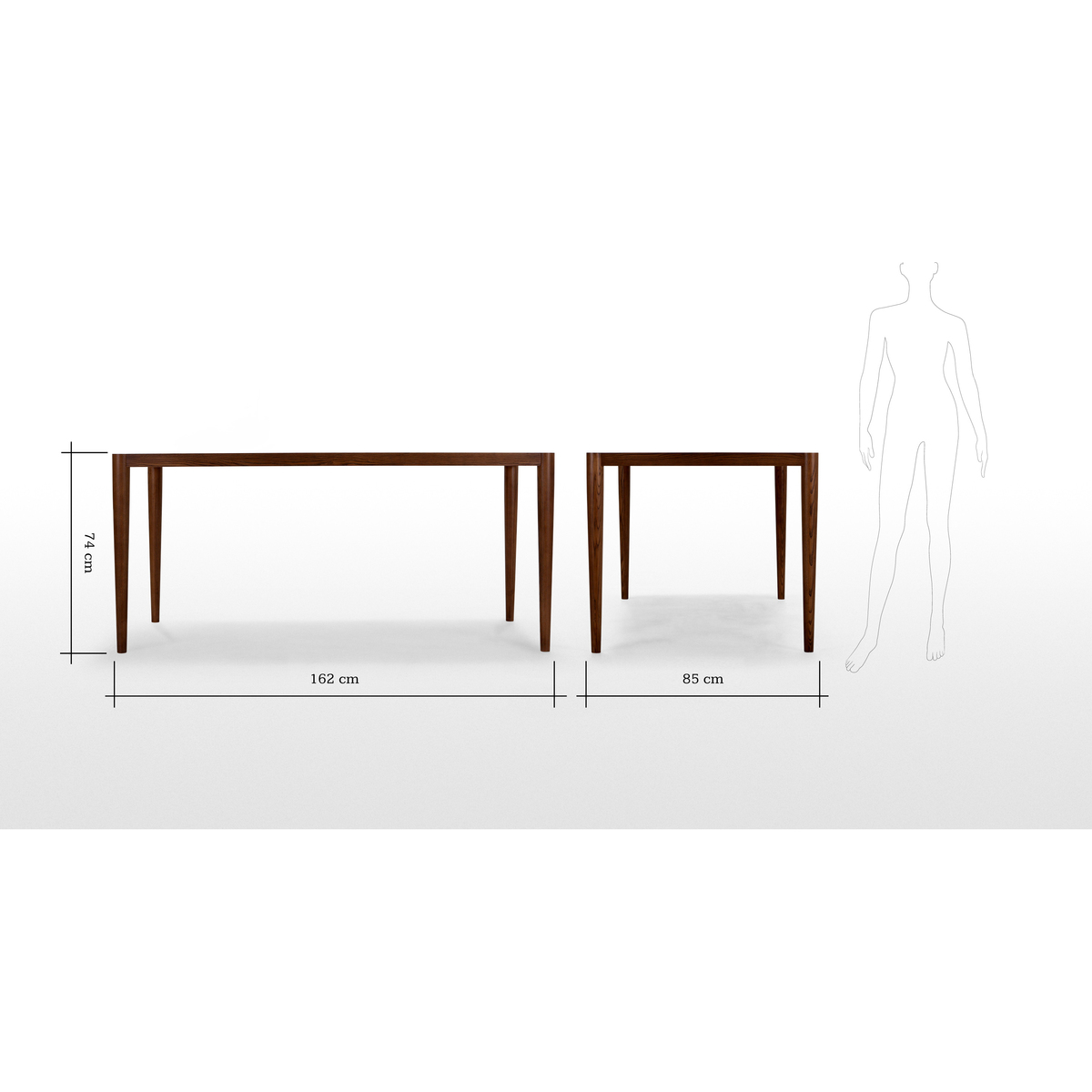 Joseph 6 Seat Dining Table, Dark Stain Ash – image 7