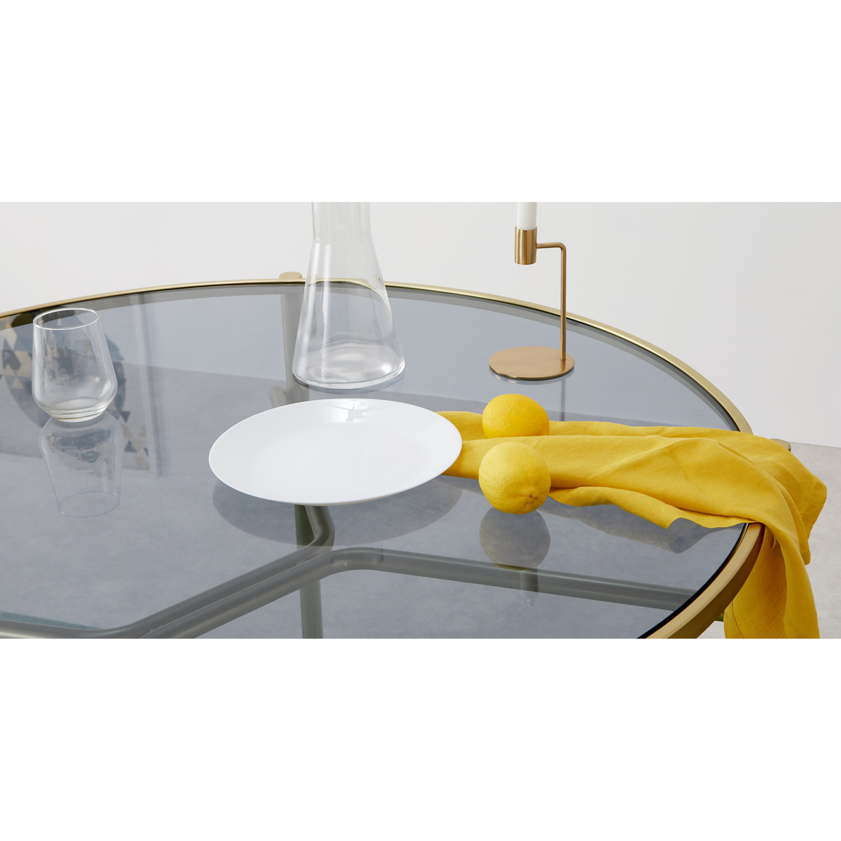 Stanley 4 Seat Round Dining Table, Glass and Metal – image 3