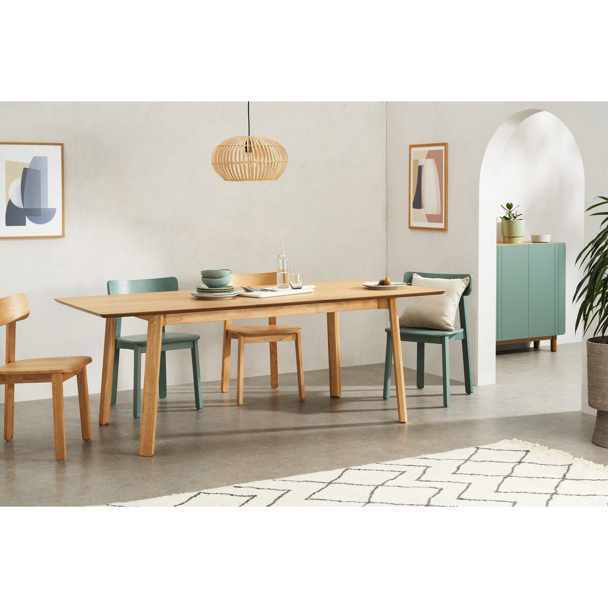 Asuna 6-8 Seat Extending Dining Table, Oak – image 5