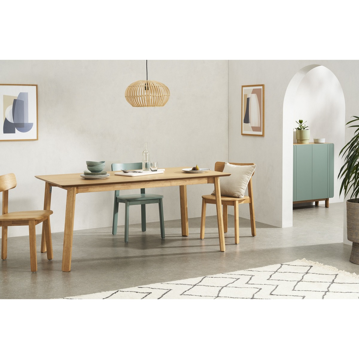 Asuna 6-8 Seat Extending Dining Table, Oak – image 9