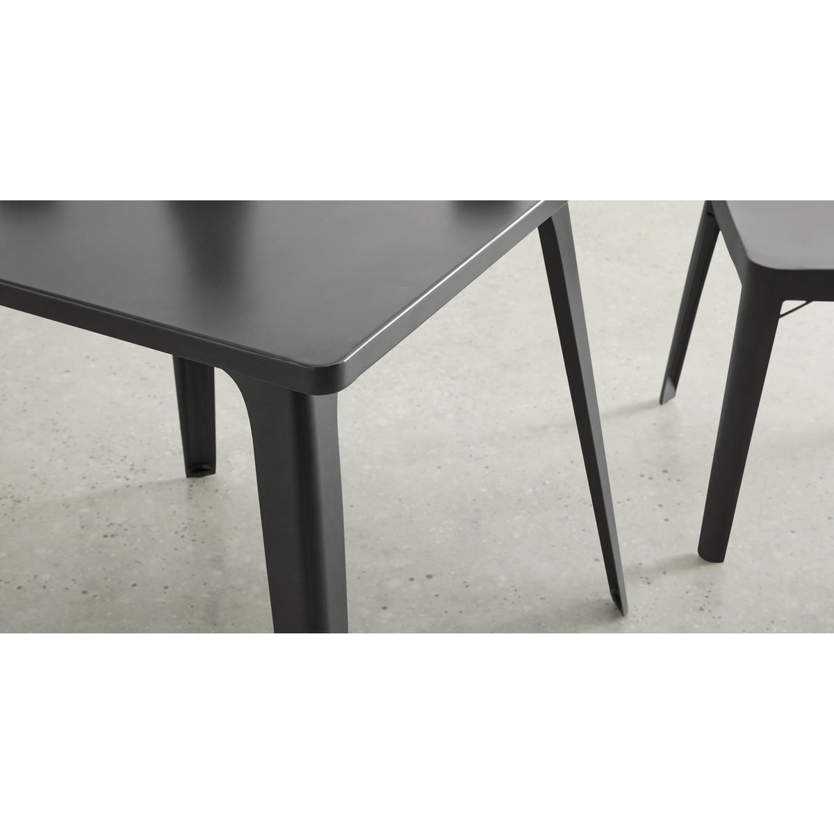 Edny 4 Seat Square Compact Metal Dining Table, Grey – image 3