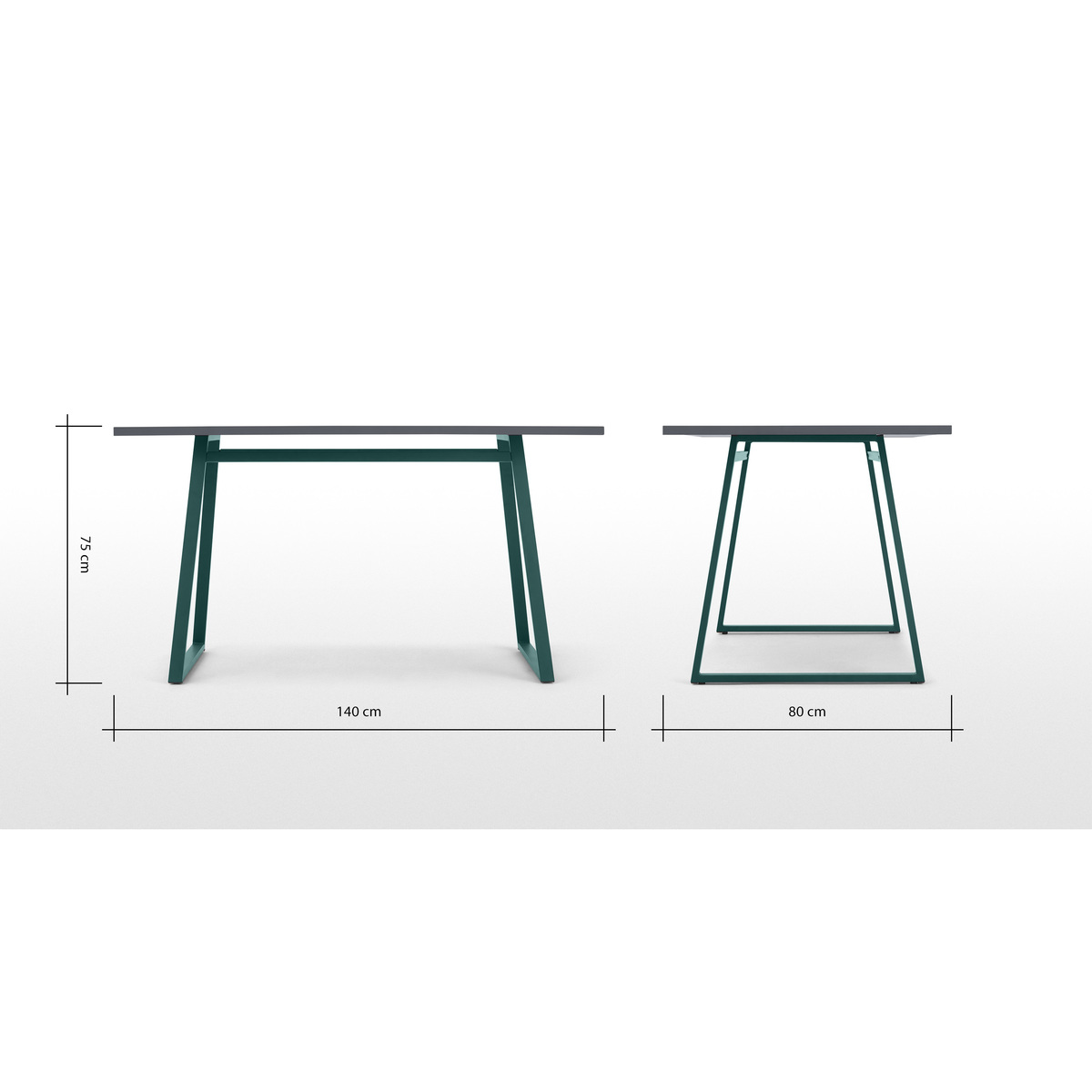 Catfield 4 Seat Rectangular Dining Kitchen Table, Green and Grey – image 7