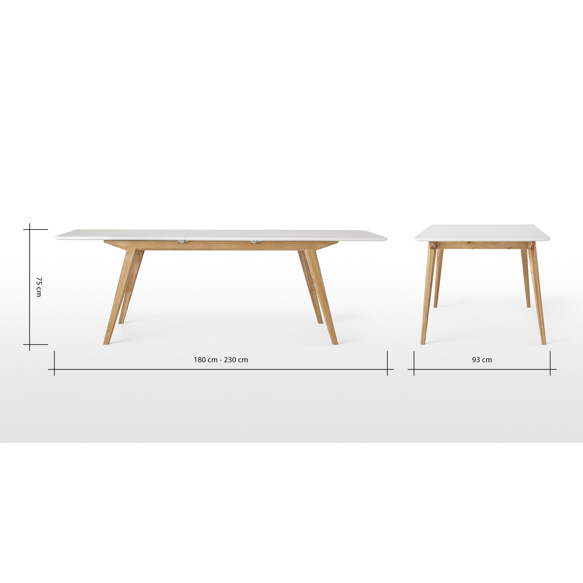 Aveiro 6-8 Seat Extending Dining Table, Natural Oak and White – image 5