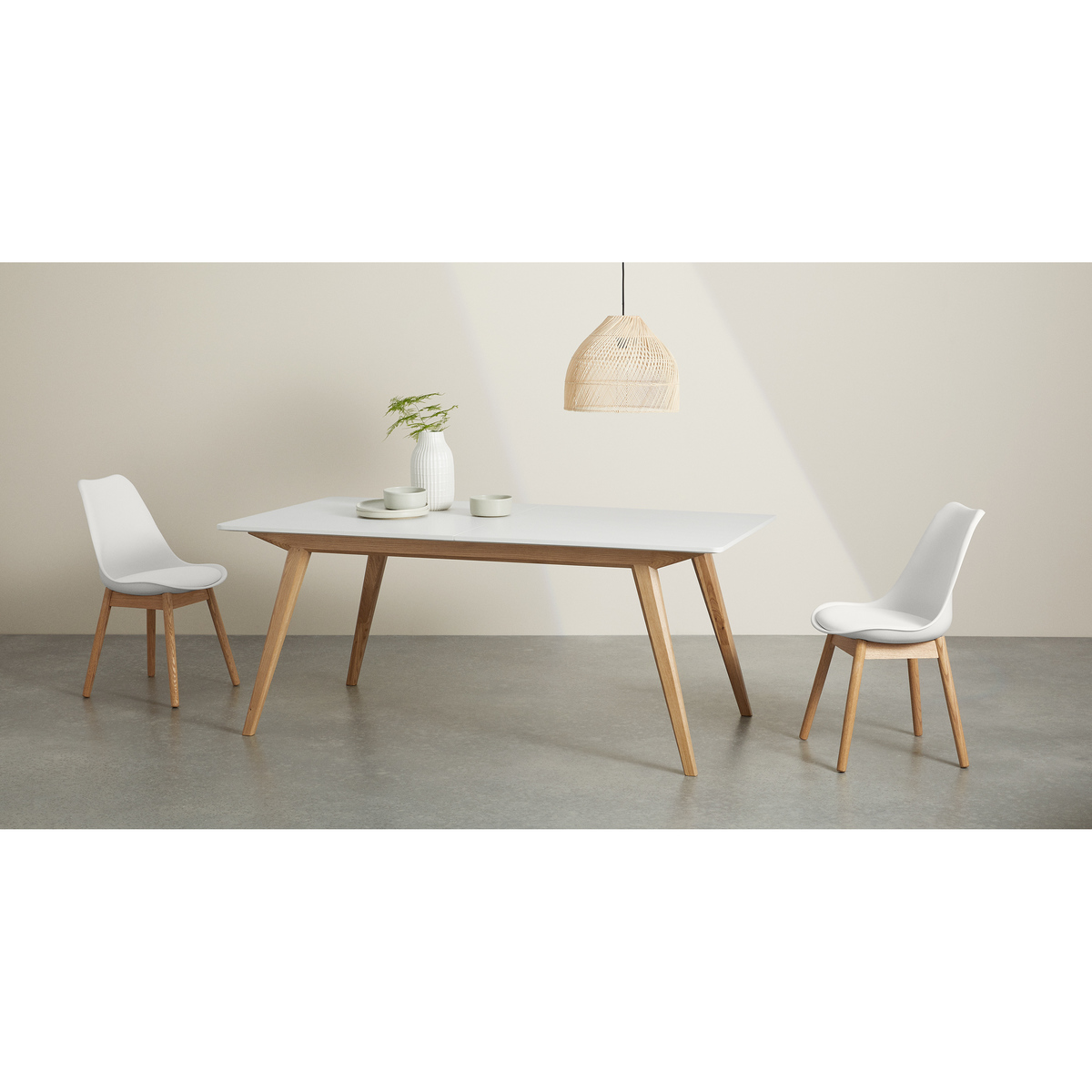 Aveiro 6-8 Seat Extending Dining Table, Natural Oak and White – image 7