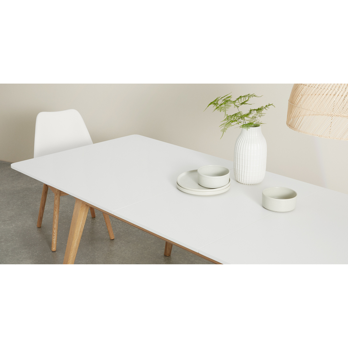 Aveiro 6-8 Seat Extending Dining Table, Natural Oak and White – image 8