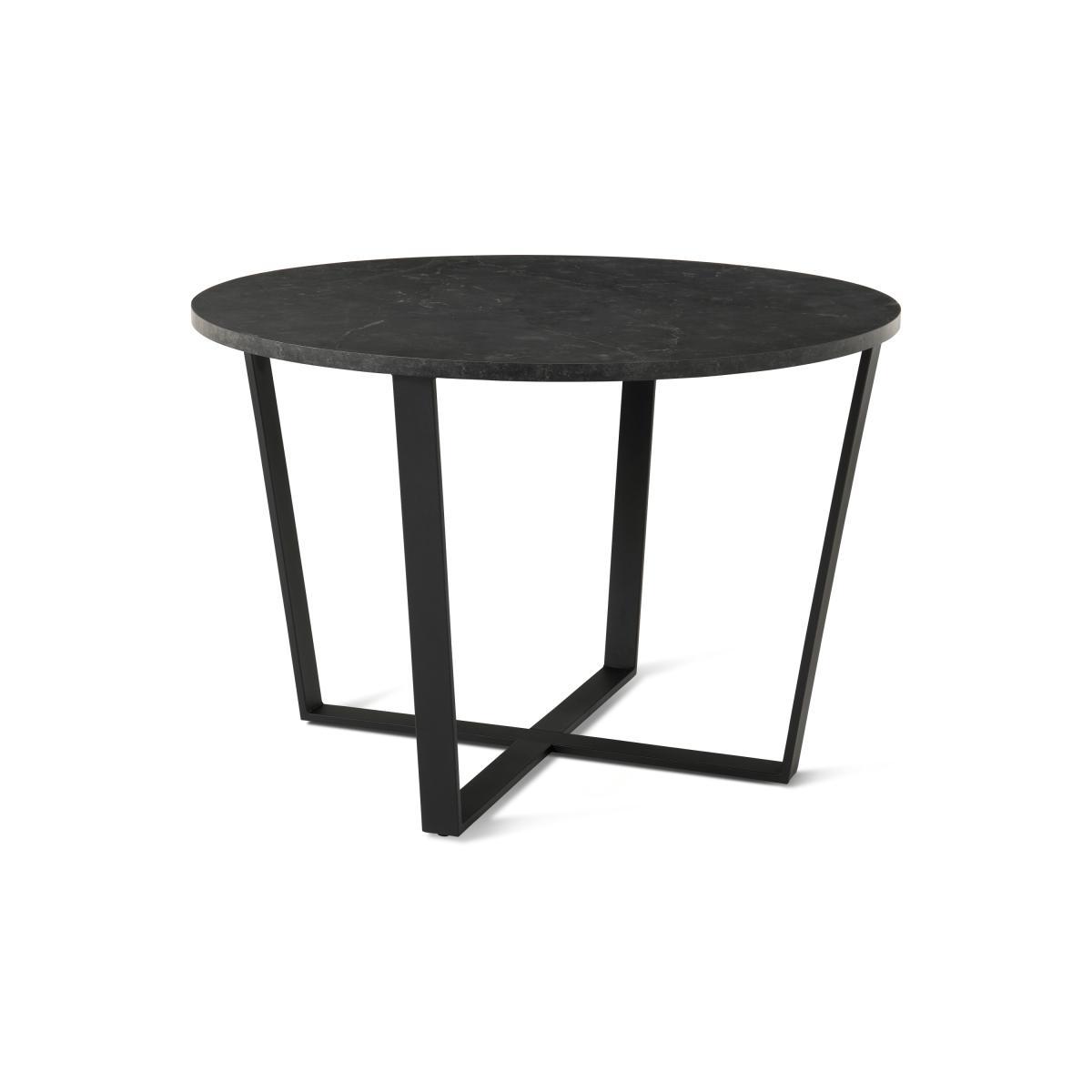 Amble 4 Seat Round Dining Table, Black Marble Effect & Black – image 2