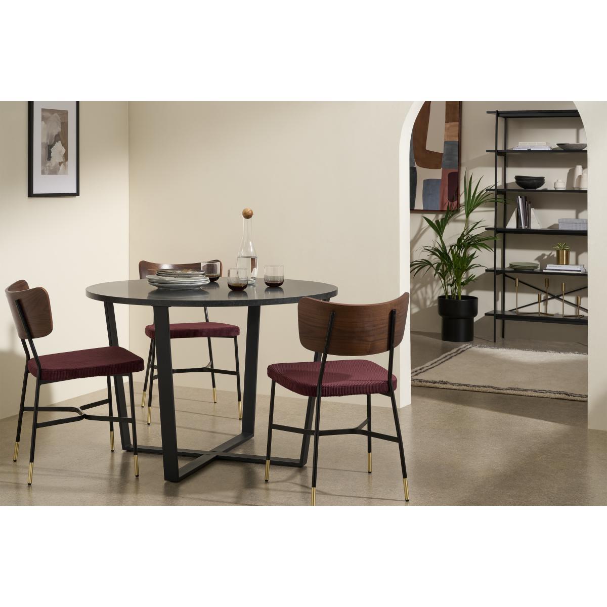 Amble 4 Seat Round Dining Table, Black Marble Effect & Black – image 3