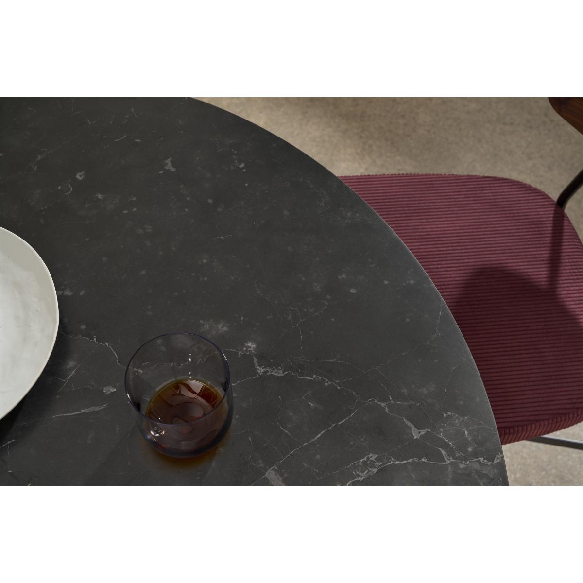 Amble 4 Seat Round Dining Table, Black Marble Effect & Black – image 4
