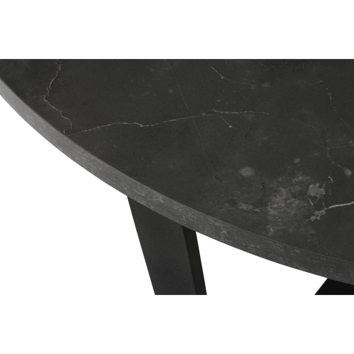 Amble 4 Seat Round Dining Table, Black Marble Effect & Black – image 5