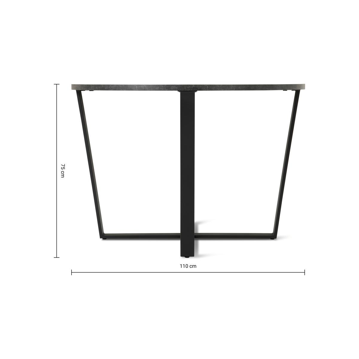 Amble 4 Seat Round Dining Table, Black Marble Effect & Black – image 8