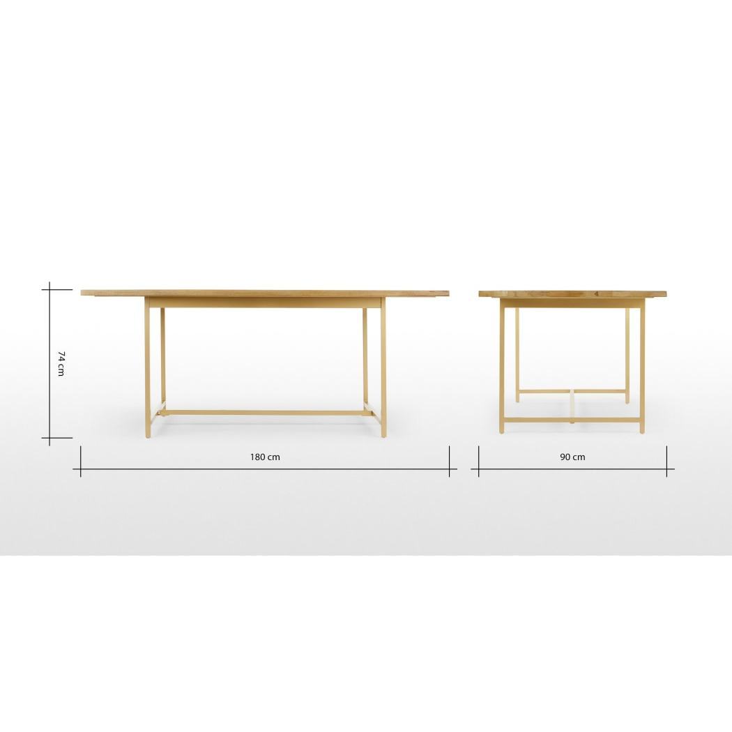 Aphra Dining table, Light Mango Wood and Brass – image 7