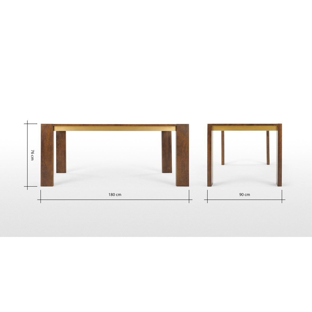 Anderson 8 Seat Dining Table, Mango Wood and Brass – image 7