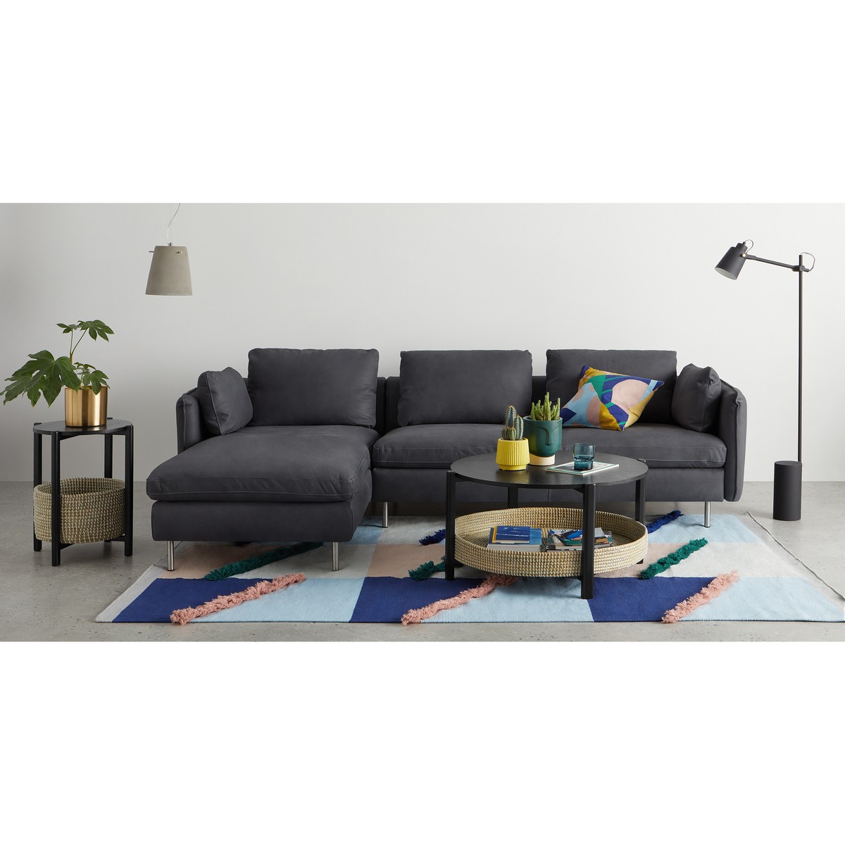 Pipel Coffee Table, Black Stain and Rattan – image 2