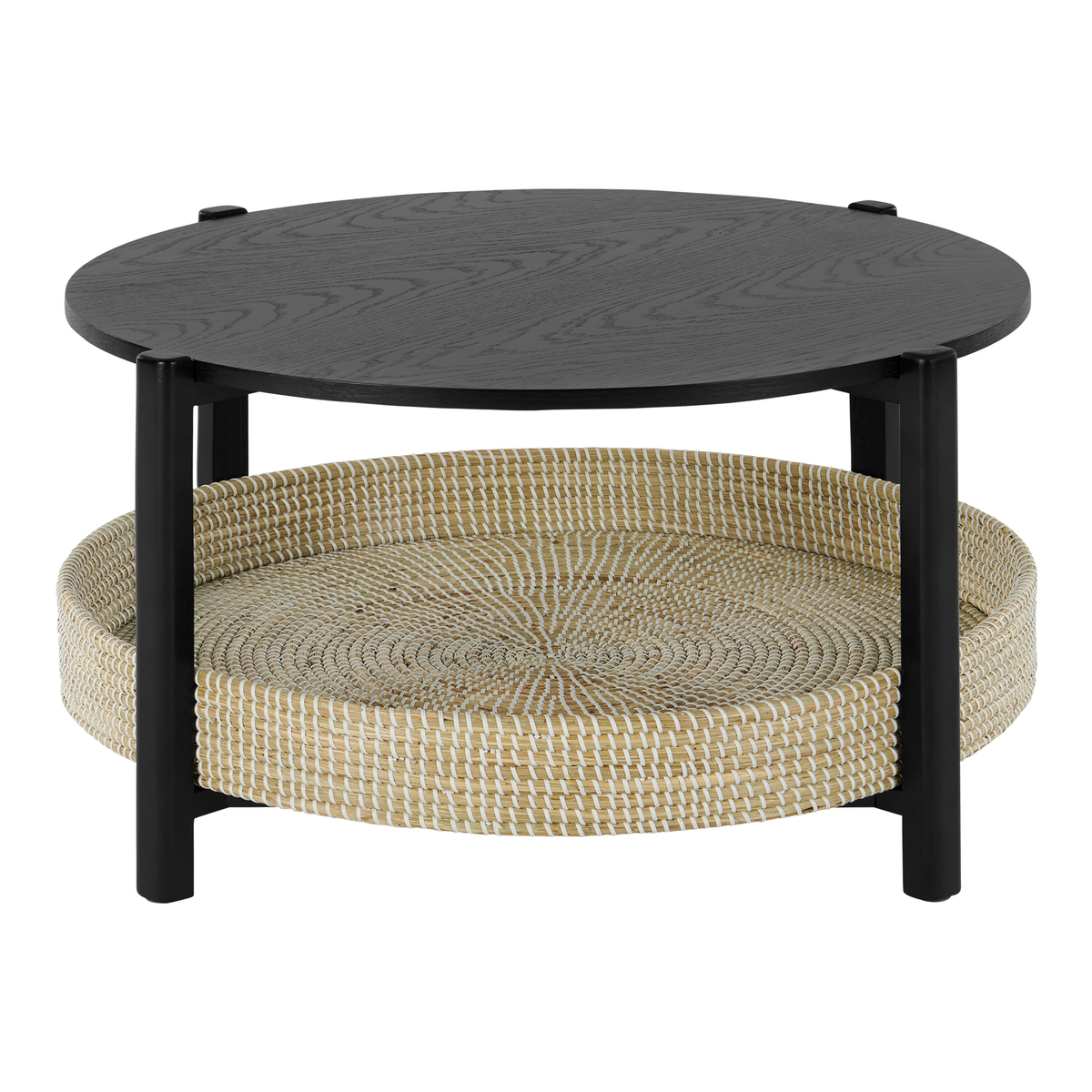 Pipel Coffee Table, Black Stain and Rattan – image 6