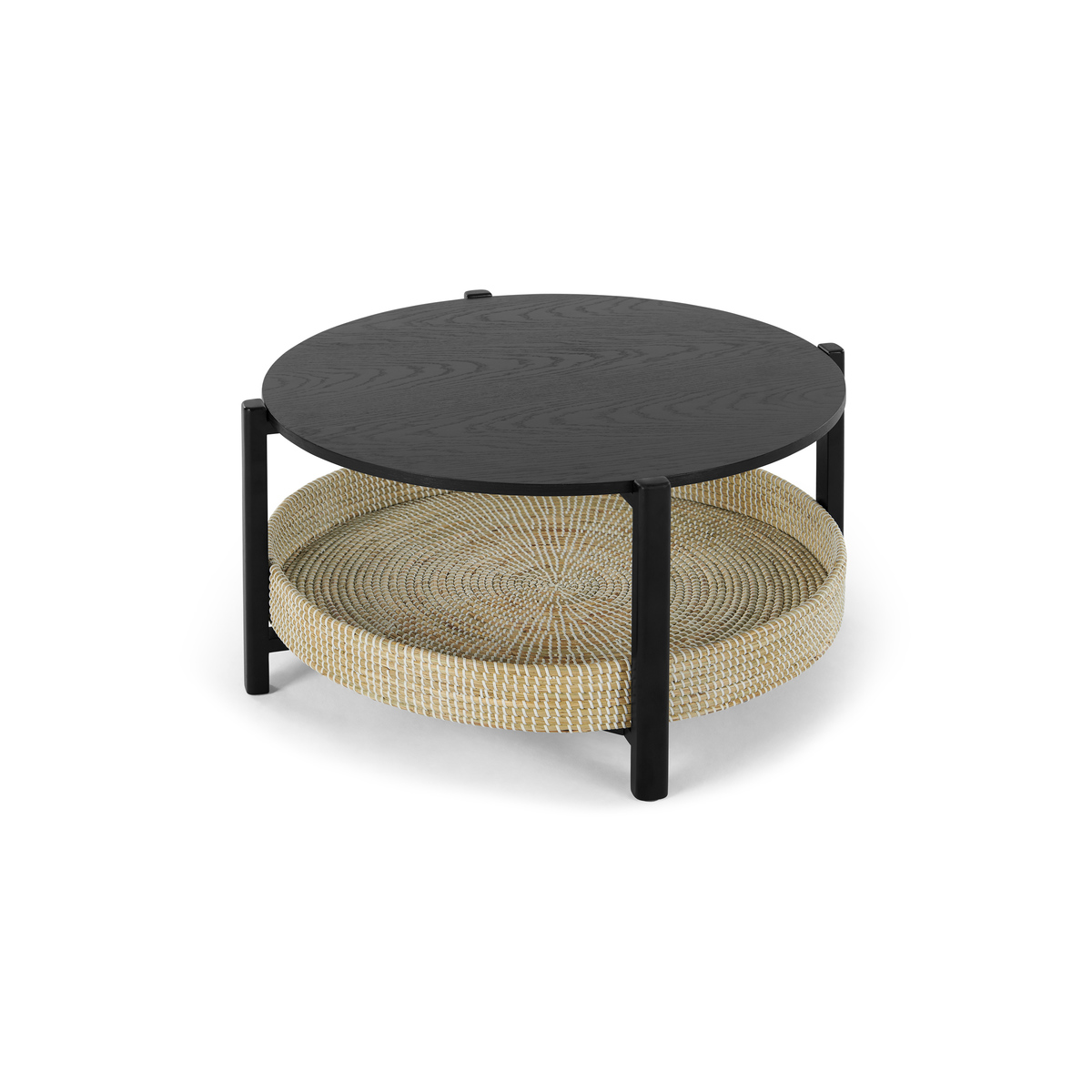 Pipel Coffee Table, Black Stain and Rattan – image 7