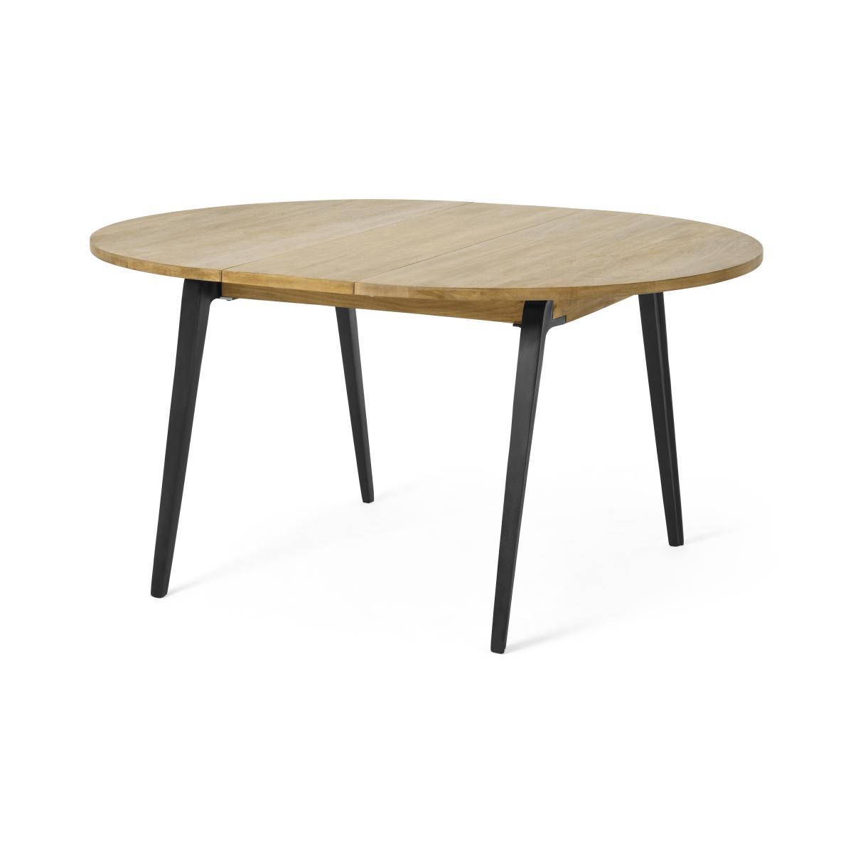 Lucien 4-6 Seat Round Extending Dining Table, Light Mango Wood – image 2