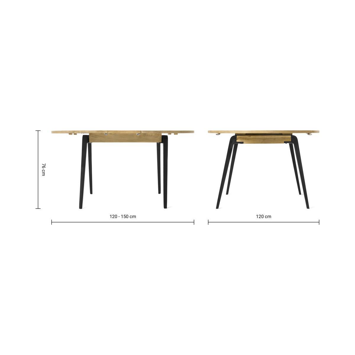 Lucien 4-6 Seat Round Extending Dining Table, Light Mango Wood – image 12