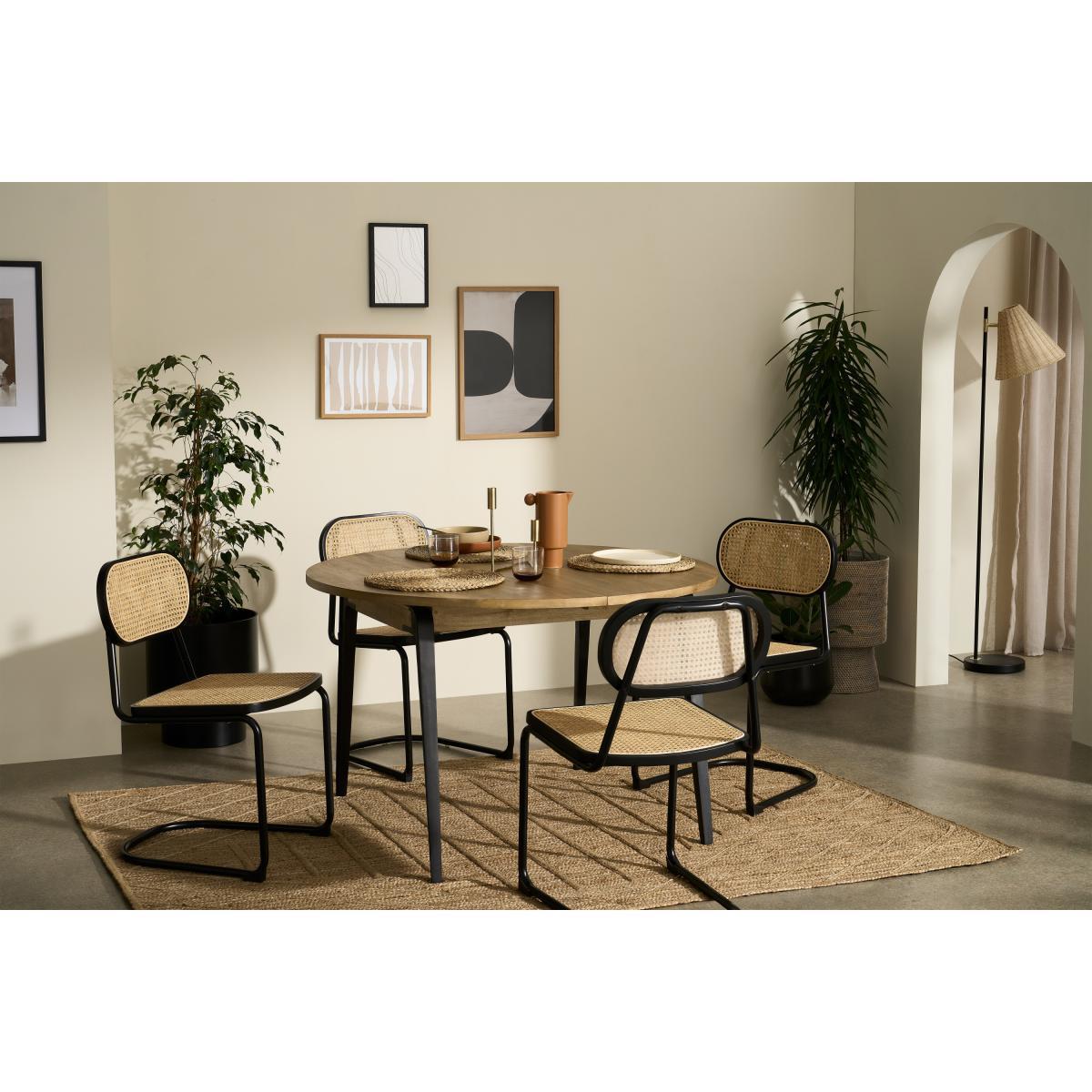 Lucien 4-6 Seat Round Extending Dining Table, Light Mango Wood – image 3