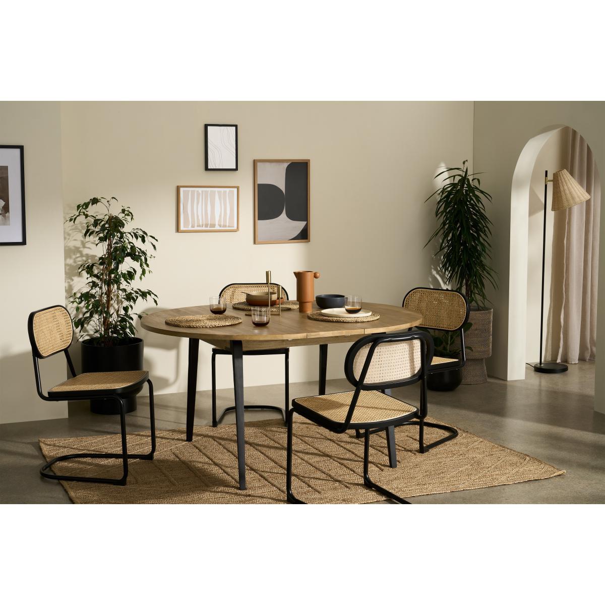 Lucien 4-6 Seat Round Extending Dining Table, Light Mango Wood – image 4
