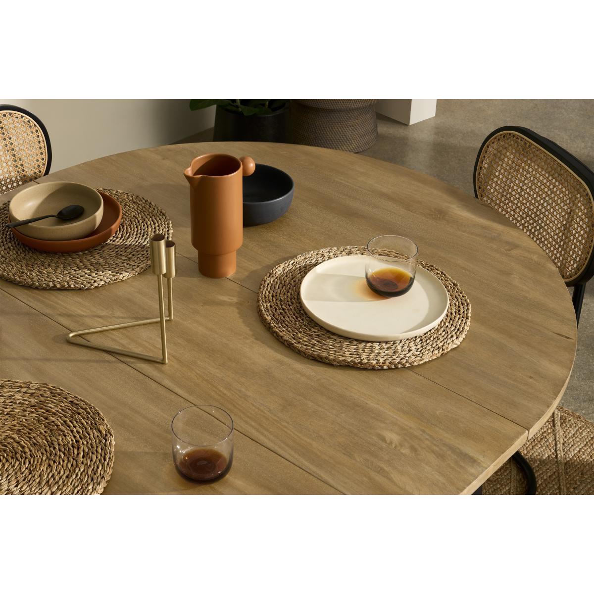 Lucien 4-6 Seat Round Extending Dining Table, Light Mango Wood – image 5