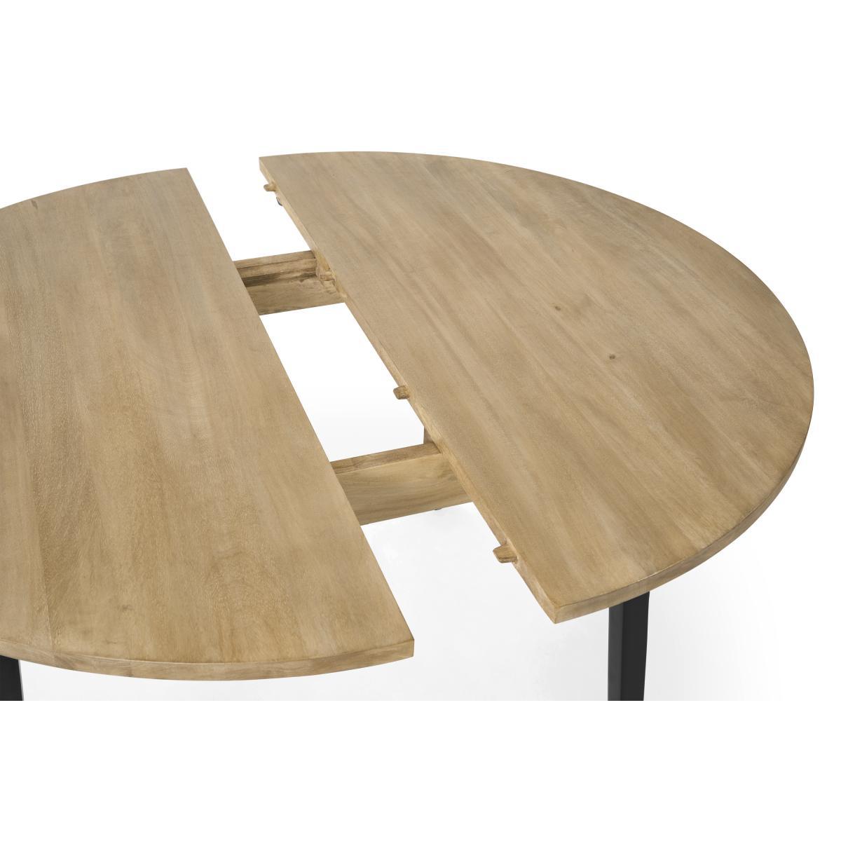 Lucien 4-6 Seat Round Extending Dining Table, Light Mango Wood – image 10