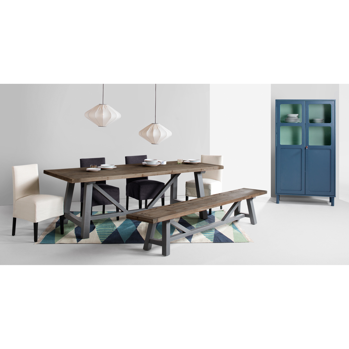 Iona 10 Seat Dining Table, Solid Pine and Grey – image 4