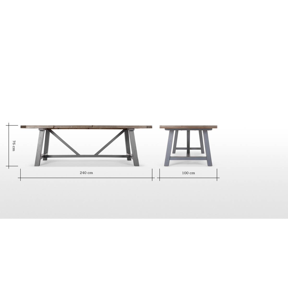 Iona 10 Seat Dining Table, Solid Pine and Grey – image 10