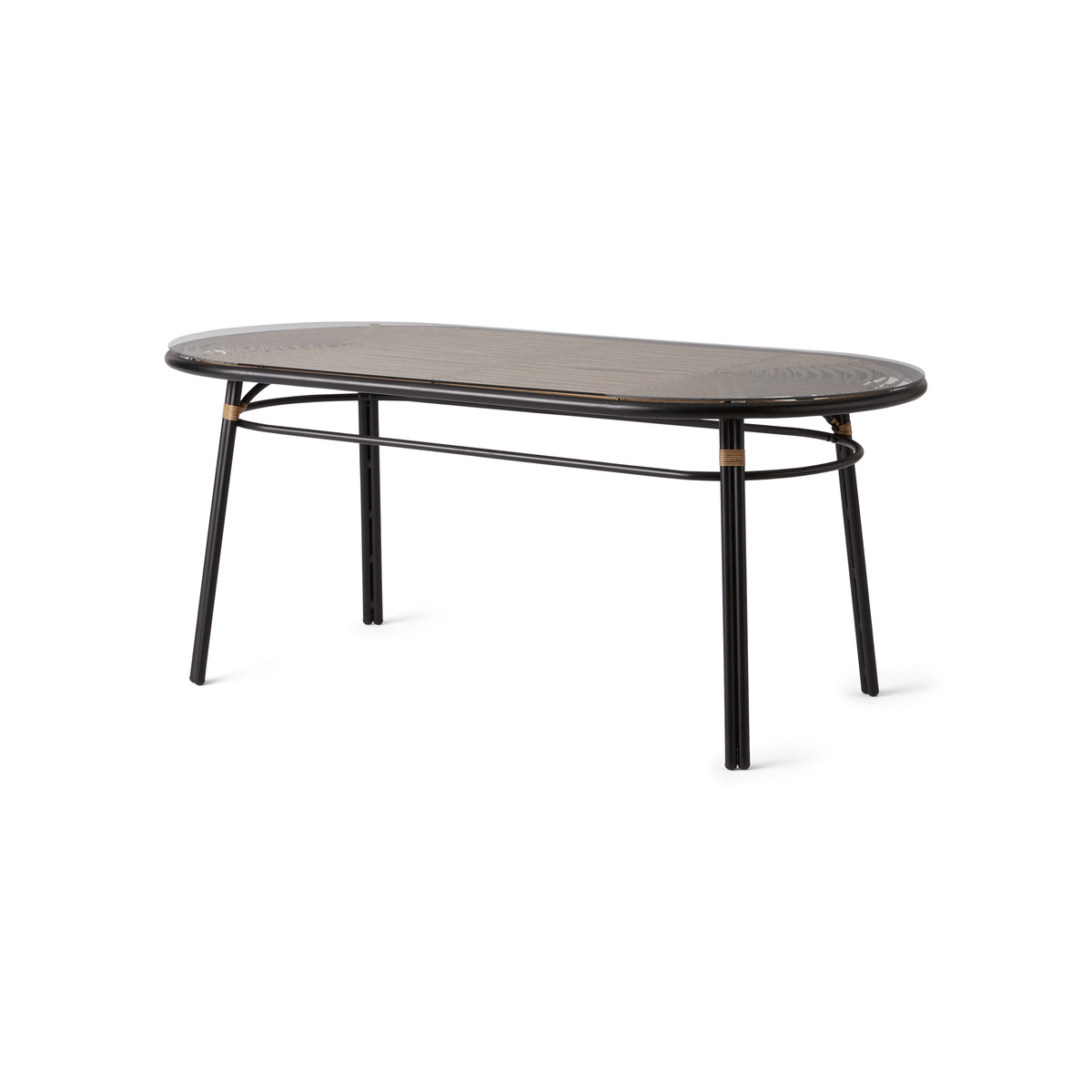 Swara Garden Oval Dining Table, Natural Polyrattan and Glass – image 3