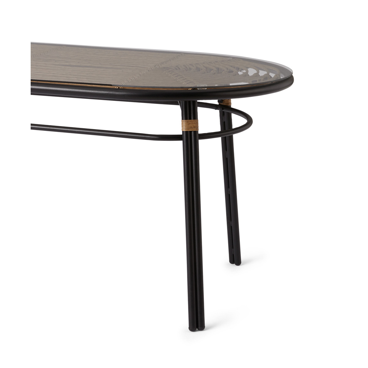 Swara Garden Oval Dining Table, Natural Polyrattan and Glass – image 5