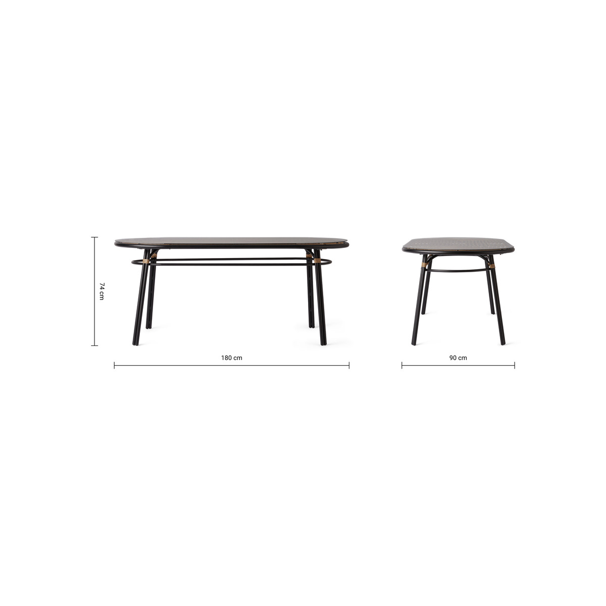 Swara Garden Oval Dining Table, Natural Polyrattan and Glass – image 8