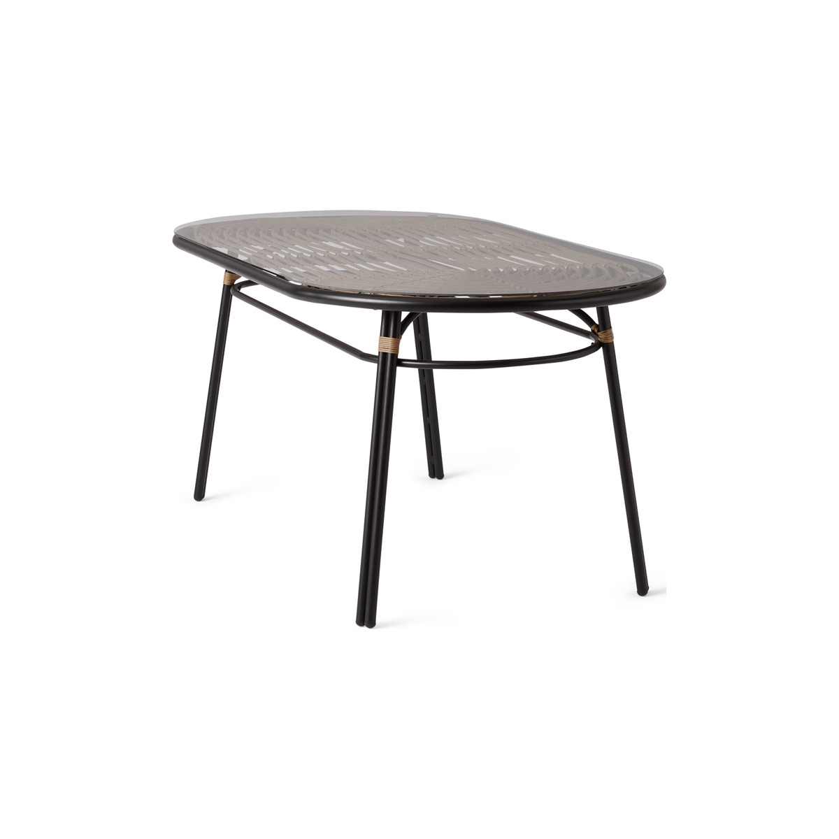 Swara Garden Oval Dining Table, Natural Polyrattan and Glass – image 2