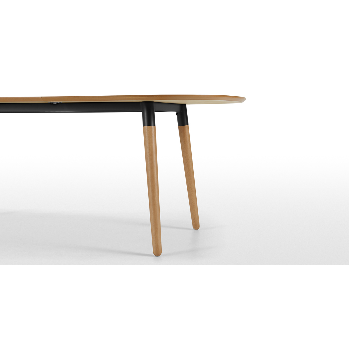 Edelweiss 6-8 Seat Oval Extending Dining Table, Oak and Black – image 7