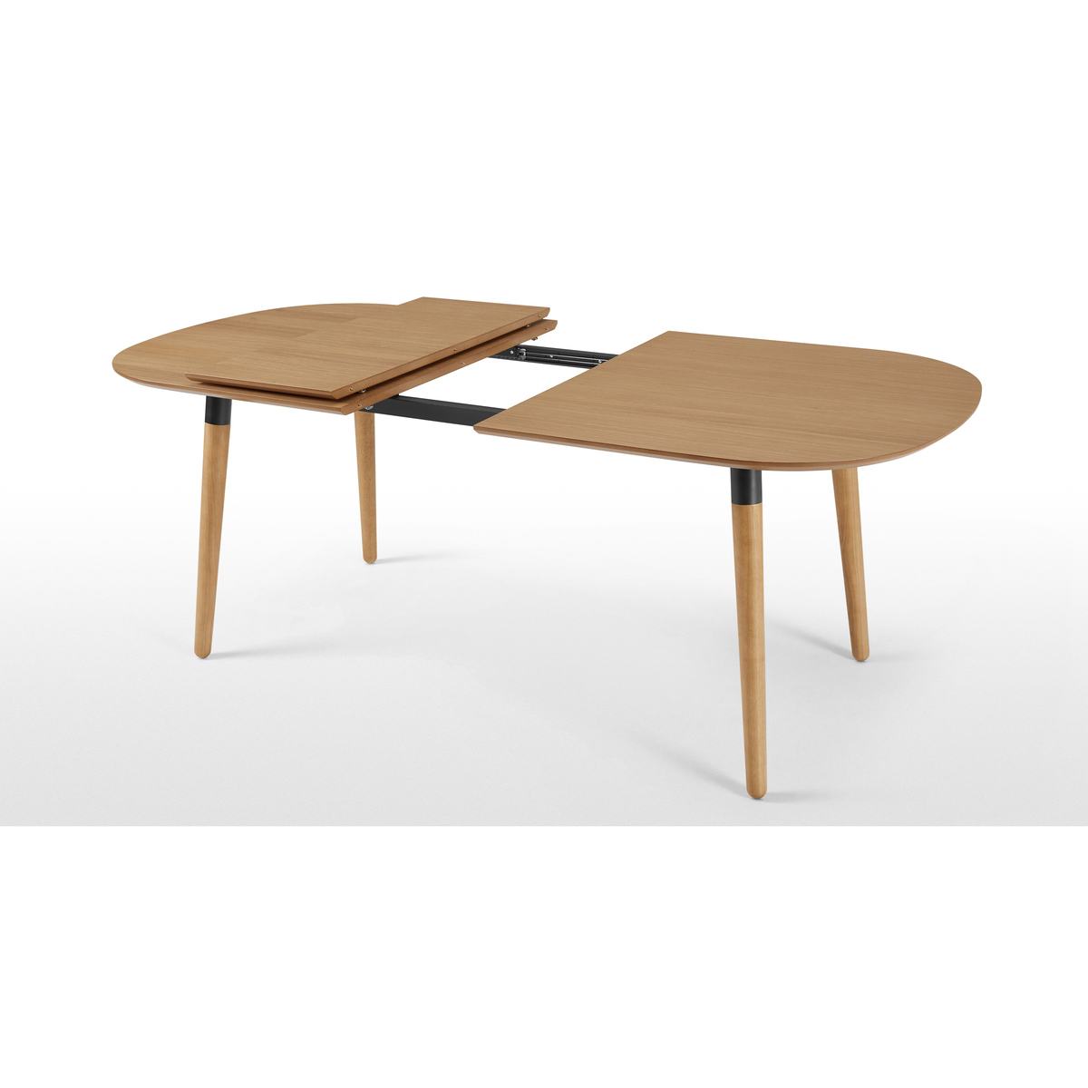 Edelweiss 6-8 Seat Oval Extending Dining Table, Oak and Black – image 10