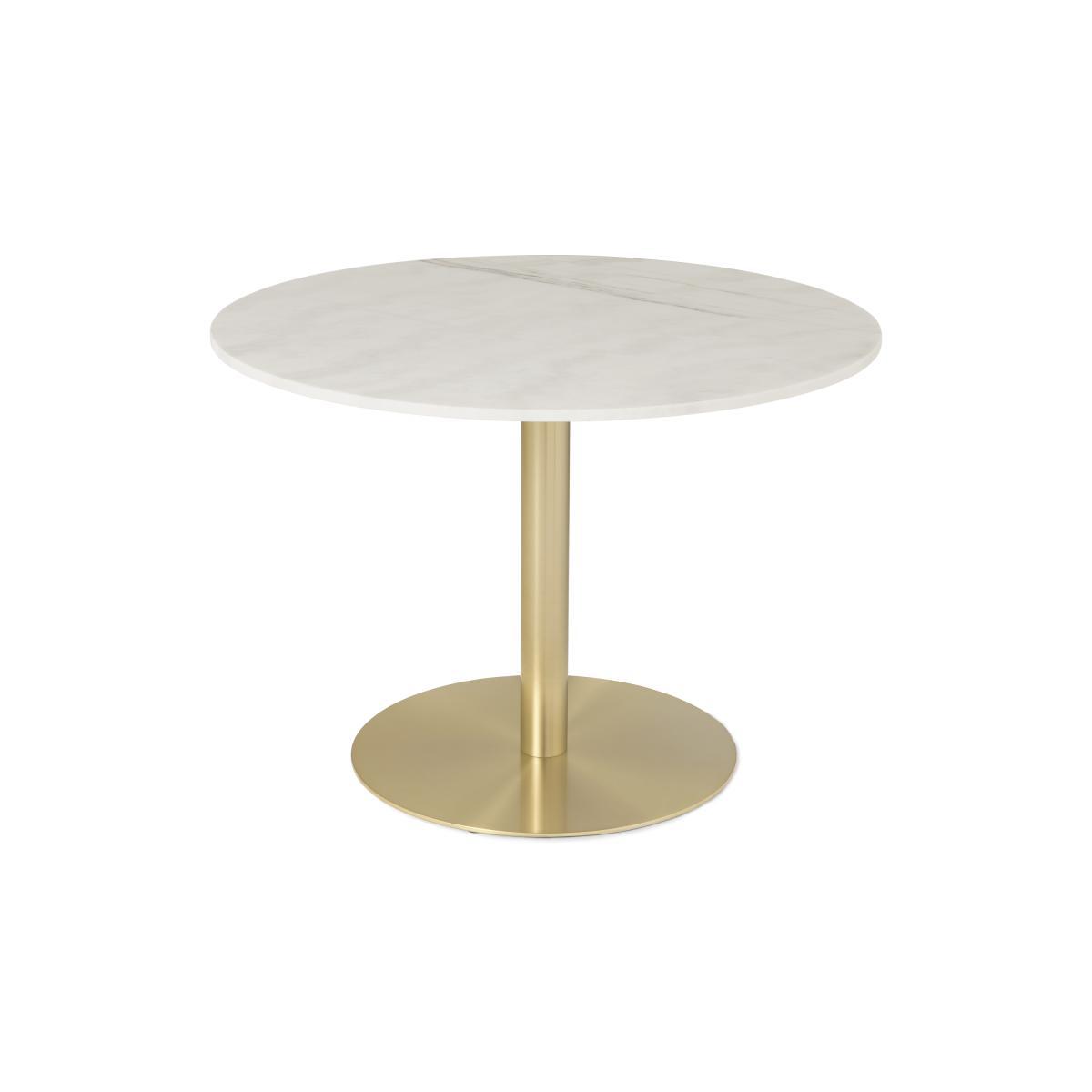 Corby 4 Seat Round Dining Table, White Marble & Brushed Brass – image 2