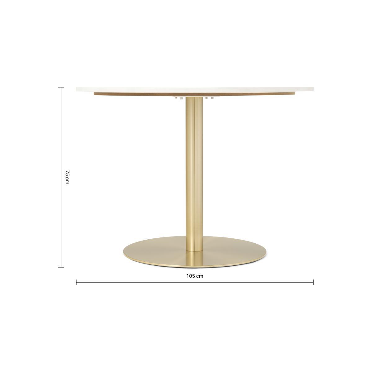 Corby 4 Seat Round Dining Table, White Marble & Brushed Brass – image 7