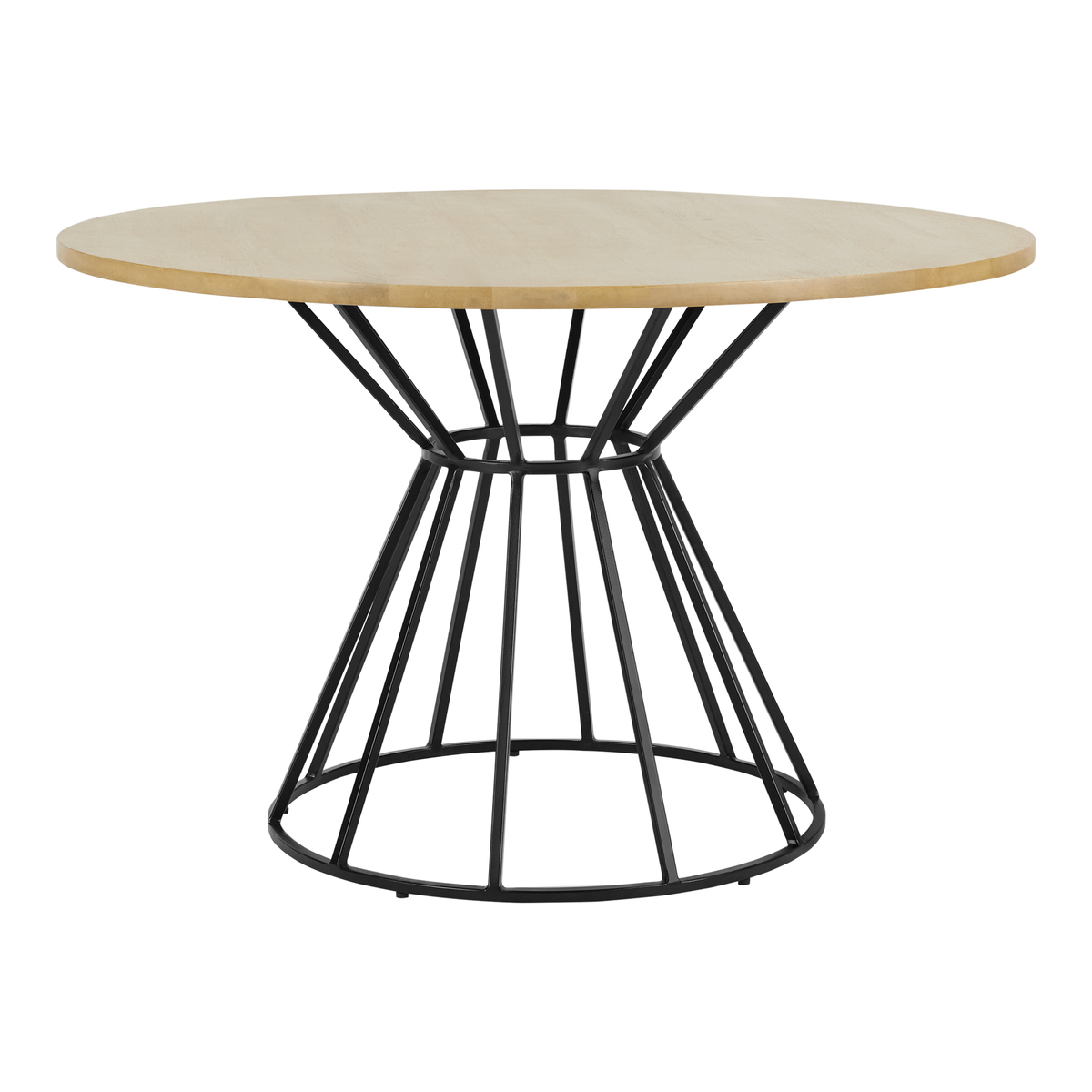 Khalida 4 Seat Round Dining Table, Mango Wood and Black – image 7