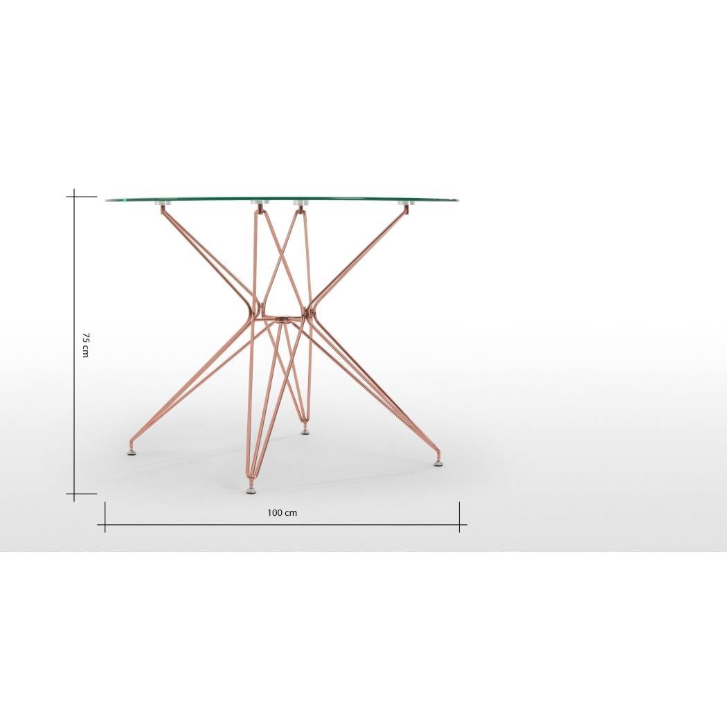 Belden Round Dining Table, Glass and Copper – image 2