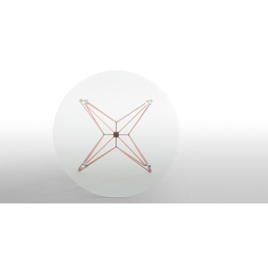 Belden Round Dining Table, Glass and Copper – image 3