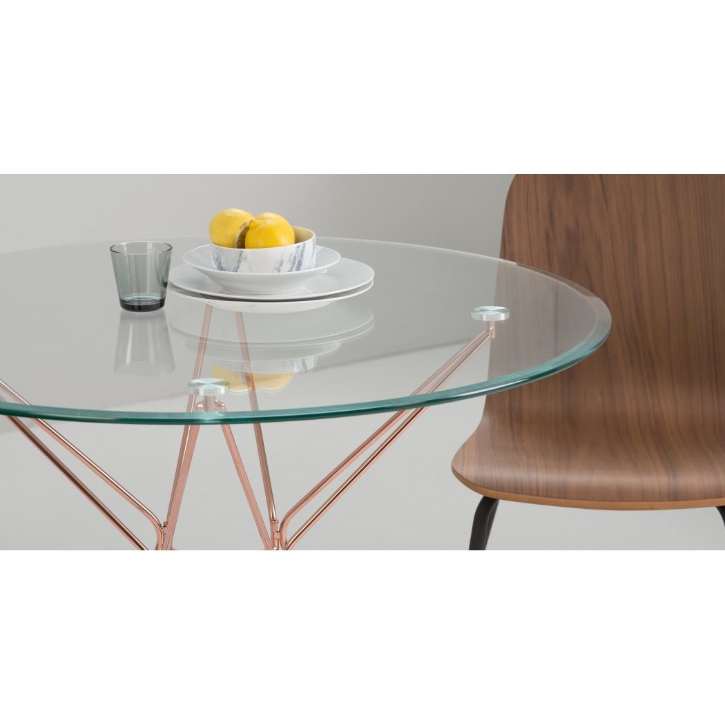 Belden Round Dining Table, Glass and Copper – image 7