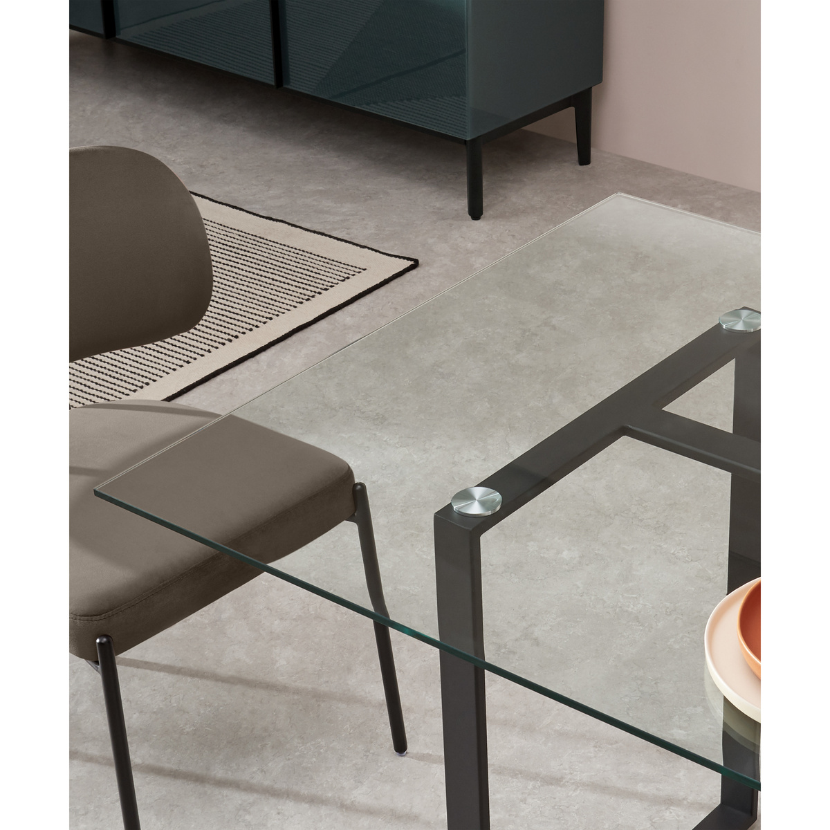 Saffie 6 Seat Dining Table, Black & Glass – image 5