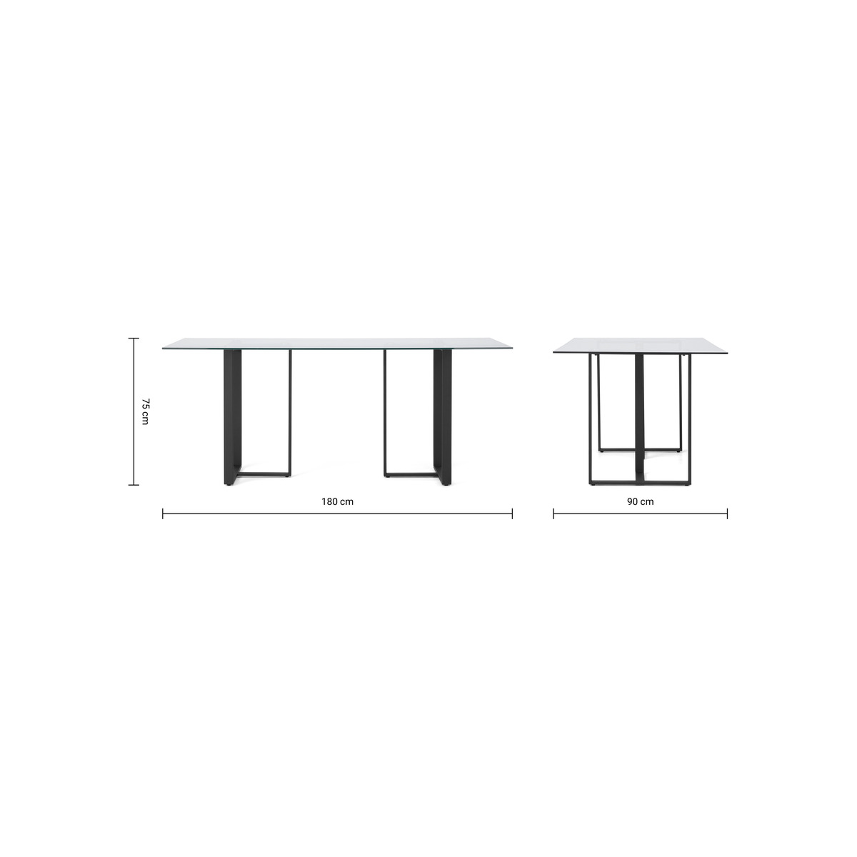 Saffie 6 Seat Dining Table, Black & Glass – image 9