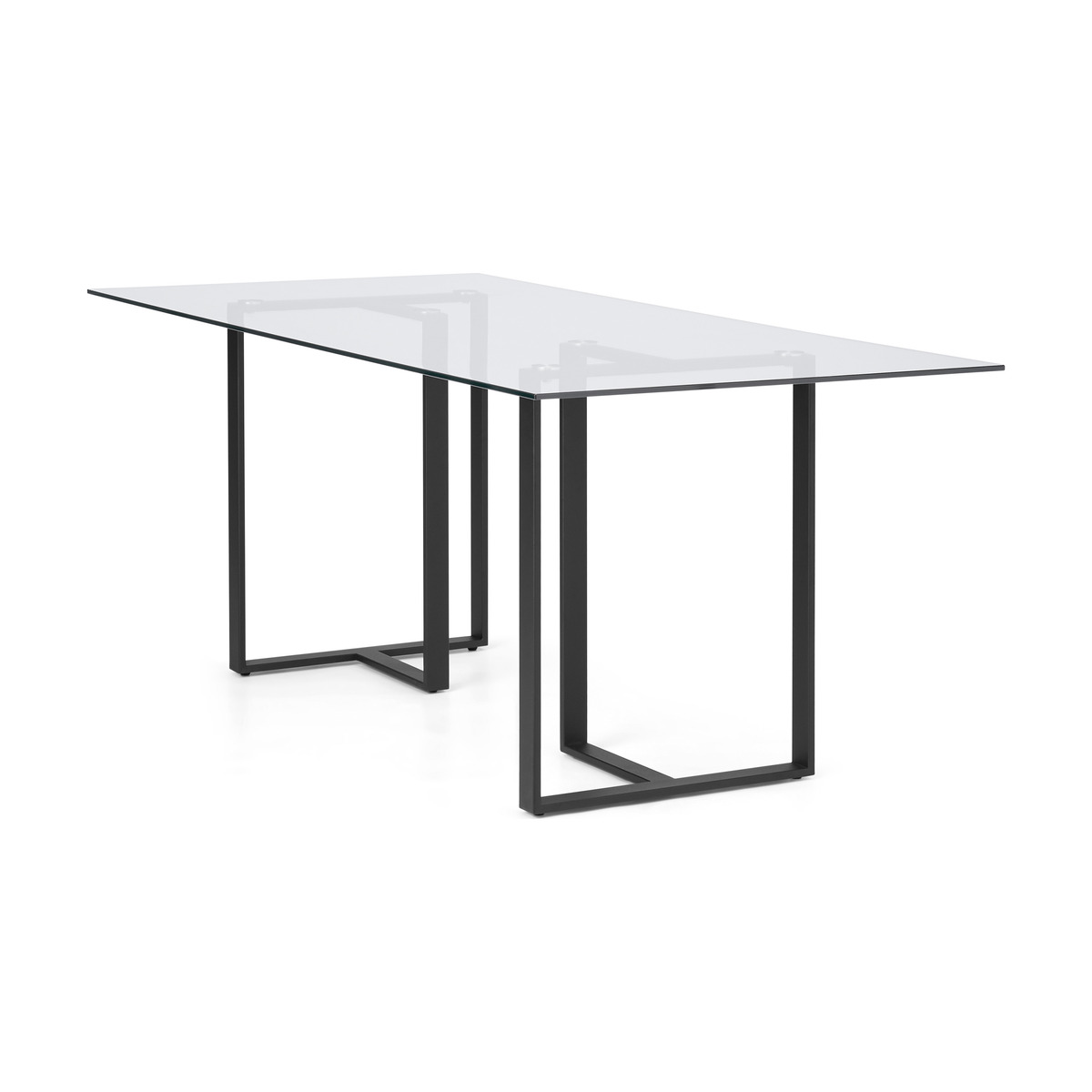 Saffie 6 Seat Dining Table, Black & Glass – image 2