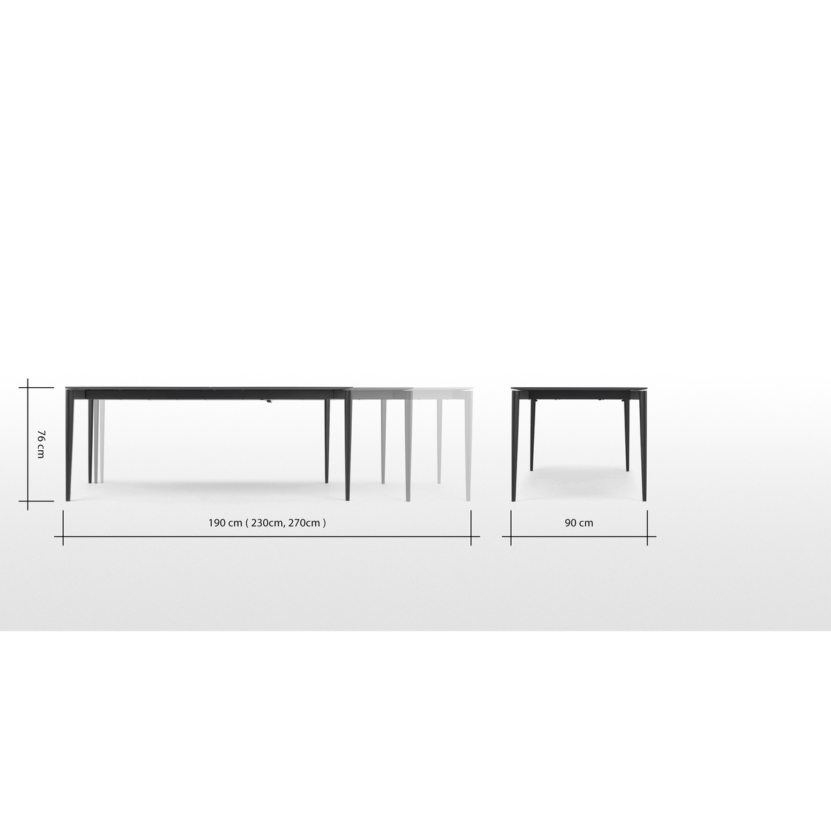 Tandil 8-12 Seat Extending Dining Table, Grey Glass – image 2